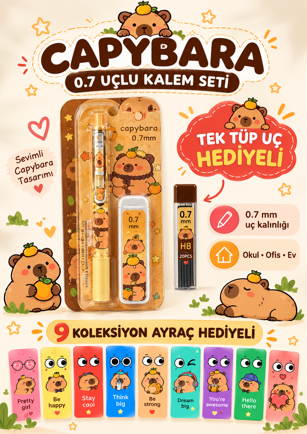 Capybara 0.7 Uçlu Kalem Seti